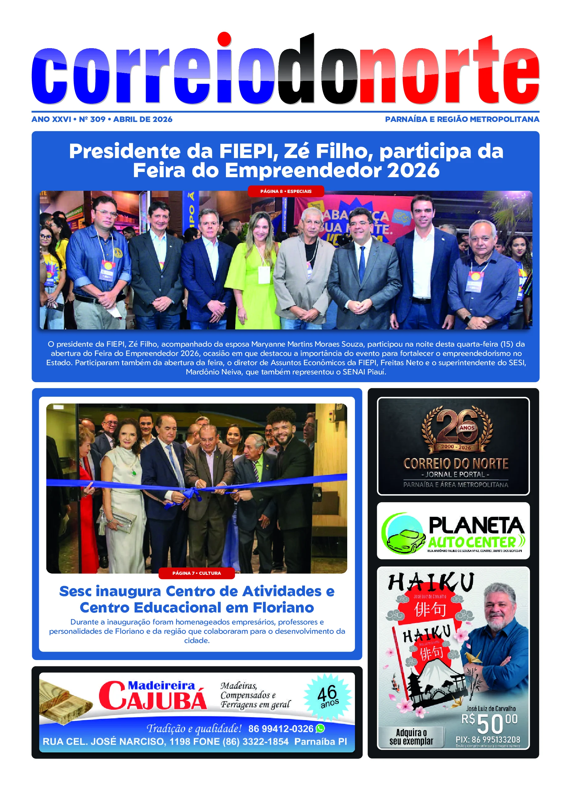 Capa do jornal impresso Correio do Norte