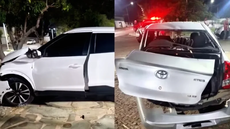 Motoristas e passageiro ficam feridos após acidente entre carros em Parnaíba, Litoral do Piauí